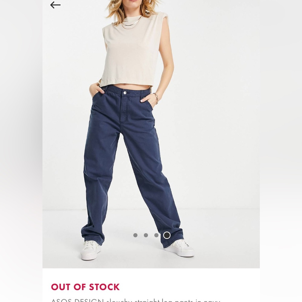 ASOS Slouchy Straight Leg Pants in Navy